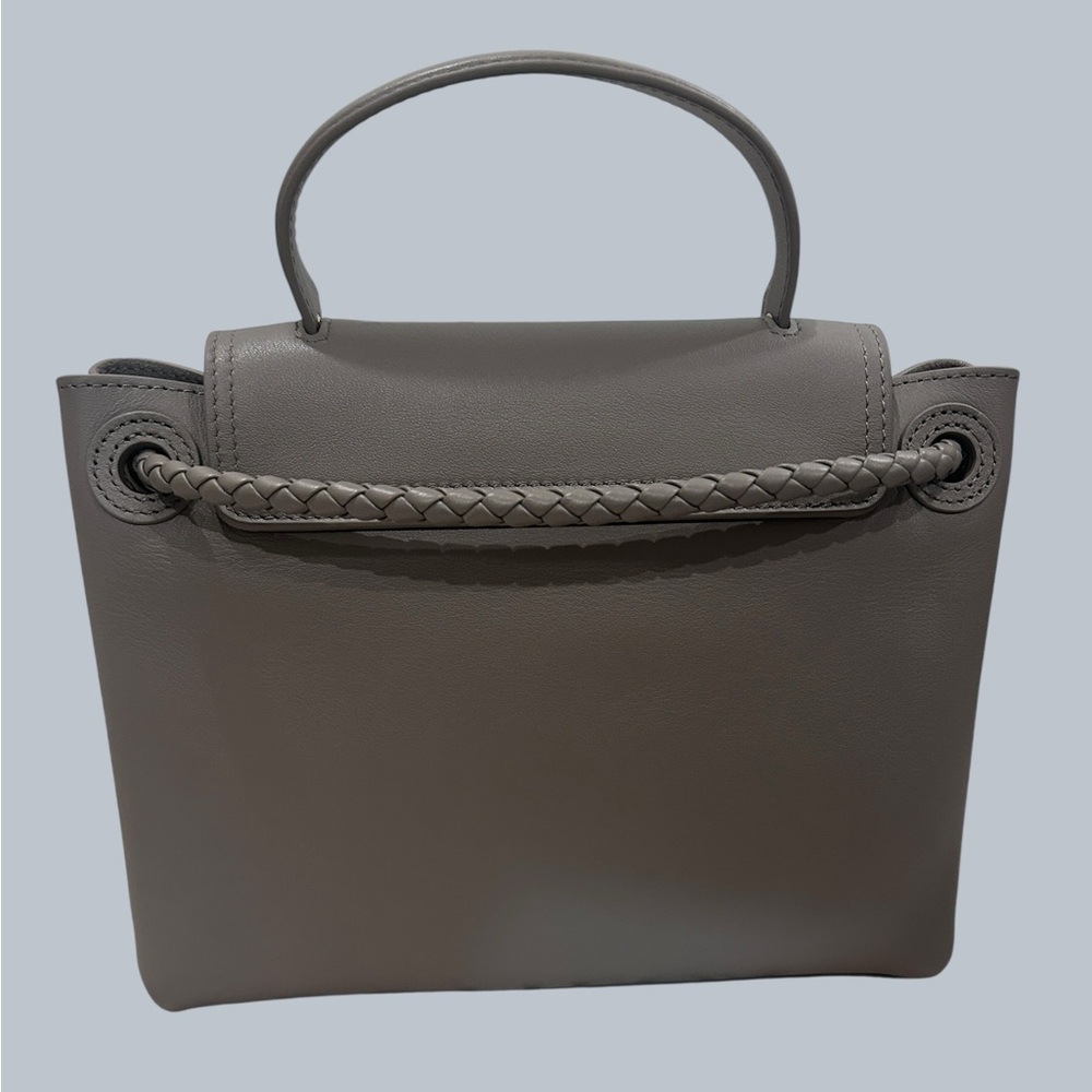 Ciao Ciao - Gray Leather Top-Handle Bag with Braided Accent - Size SMALL - Picture 4 of 10